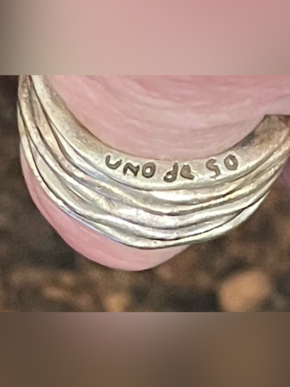UNO de 50 Prisoner (5 PCs) silver stackable rings size 7.5